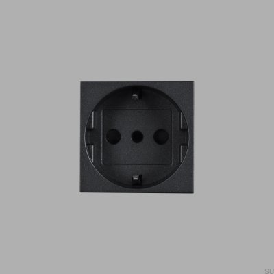 Einzelne modulare Steckdose Typ F + L Italienisch 45 mm Schwarz Europäischer Standard