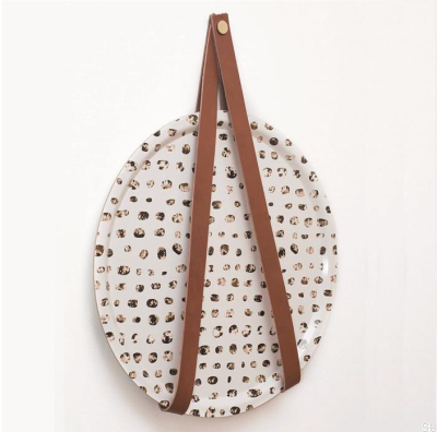Wandhalter 0150L Leder Braun mit Gold