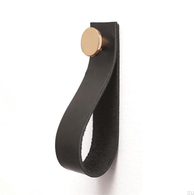 Wandhalter 0153L Leder Schwarz mit Gold