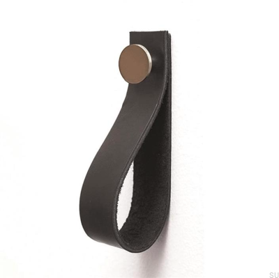 Wandhalter 0153L Schwarzes Leder mit gebürstetem Silber