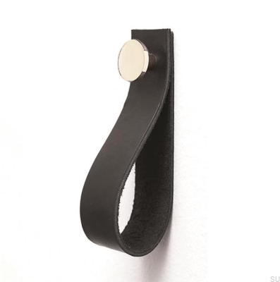 Wandhalter 0153L Schwarzes Leder mit poliertem Silber