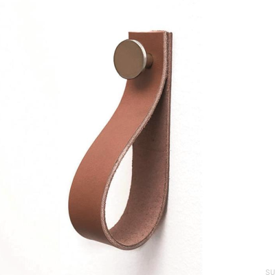 Wandhalter 0153L Braunes Leder mit gebürstetem Silber