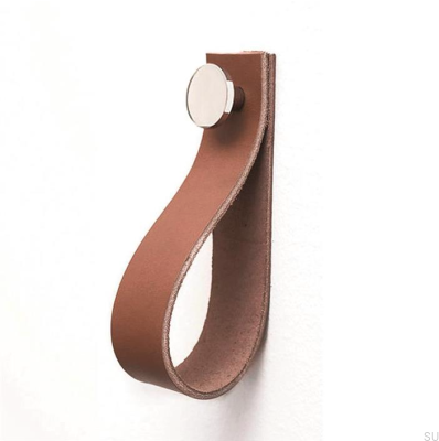 Wandhalter 0153L Braunes Leder mit poliertem Silber