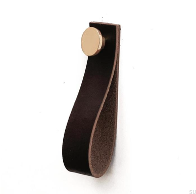 Wandhalter 0153L Leder Dunkelbraun mit Gold