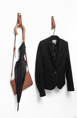 Wandhalter 0153L Leder Dunkelbraun mit Schwarz