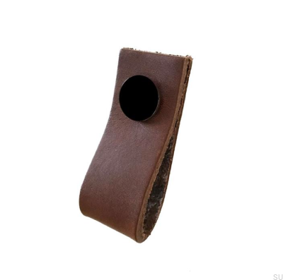 Möbelgriff Loop Leder Braun mit Schwarz