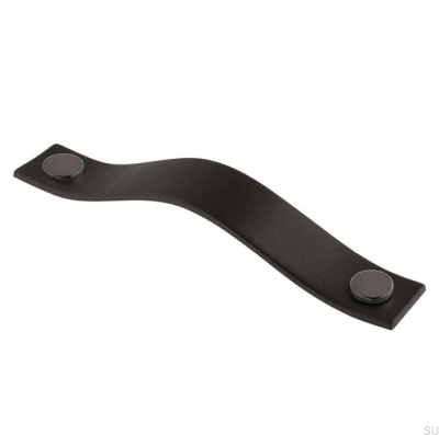  Länglicher Möbelgriff 0156L 128 Leder Schwarz mit Schwarz