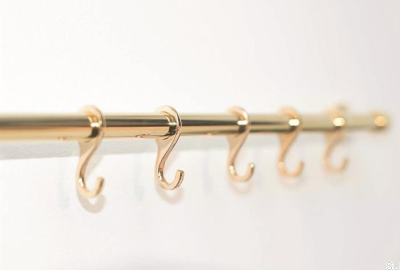Küchenaufhänger (Set) 595 mit 3 Haken Messing poliert