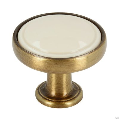 Möbelknopf 1971 30 Antikbronze mit Beige
