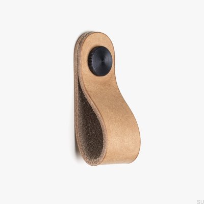 Möbelknopf Pin Leder mit schwarz