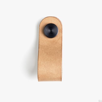 Möbelknopf Pin Leder mit schwarz