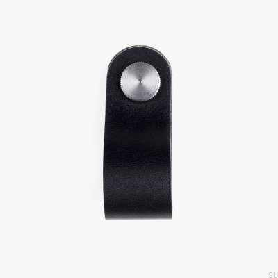 Möbelknopfstift Schwarzes Leder mit Silber