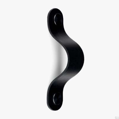 Länglicher Möbelgriff Pin-Pin Leder schwarz mit schwarz