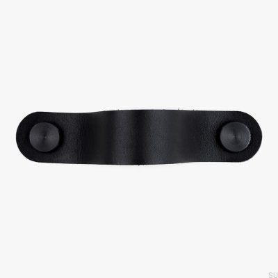 Länglicher Möbelgriff Pin-Pin Leder schwarz mit schwarz