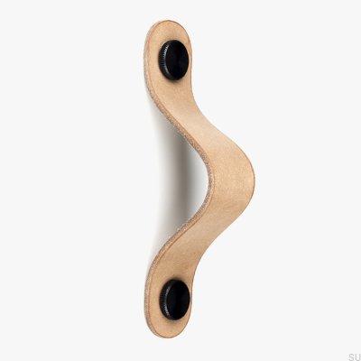 Länglicher Möbelgriff Pin-Pin Leder mit schwarz