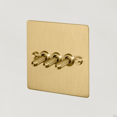 Cross 3G Dreifachschalter, Messing, Britischer Standard