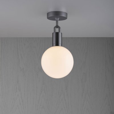 Gabelförmige M-Stahl-Deckenleuchte in Gunmetal-Optik mit mattiertem Schirm