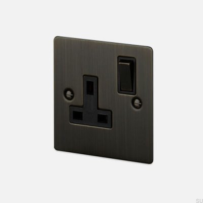 Einzelsteckdose Typ G UK 1G Messing, gebranntes Bronze, britischer Standard