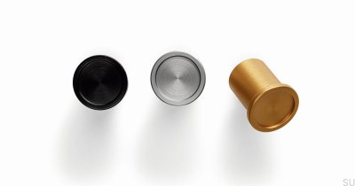 Möbelknopf rund Aluminium schwarz gebürstet