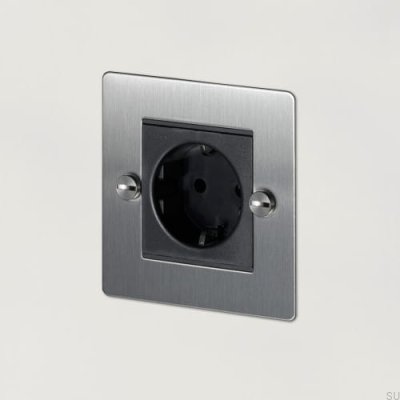 Einzelsteckdose Typ C Euro 1G Stahl Silber Britischer Standard
