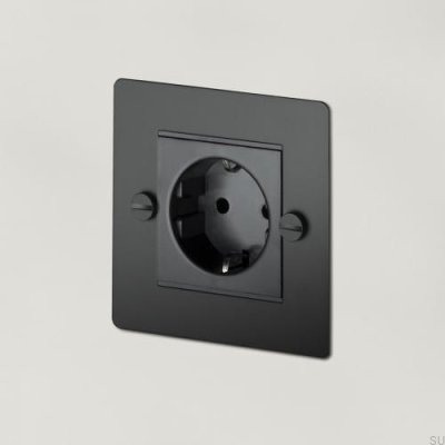 Einzelsteckdose Typ C Euro 1G Stahl Schwarz Britischer Standard