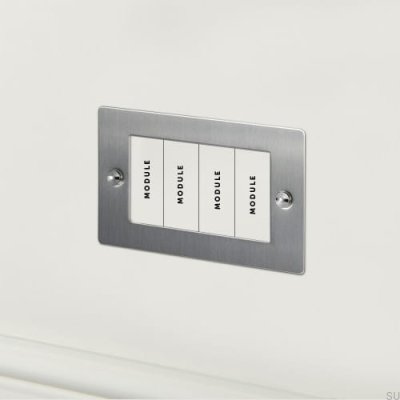 Euro-Kennzeichen 2G Viermodulrahmen, Silberstahl, Britischer Standard