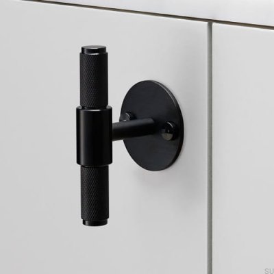 T-Griffstange für Möbel mit Kreuzplatte, Stahl 95, schwarz