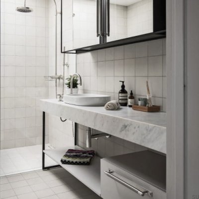 Langer Möbelgriff mit Kreuzplattenpolster, Stahl 225, Silber