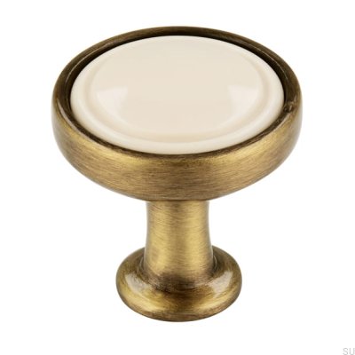 Möbelknopf 1971 23 Antik Bronze mit Beige