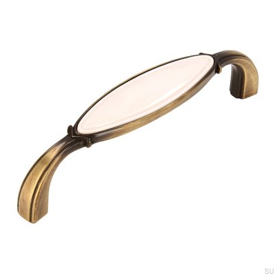 Länglicher Möbelgriff 1973 96 Antik Bronze mit Beige