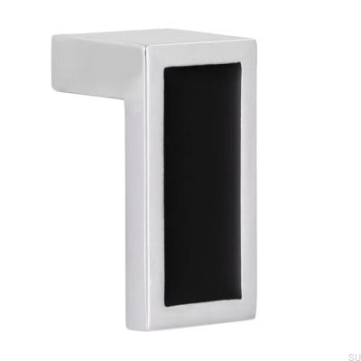 Möbelknopf 2013 Chrom poliert mit Schwarz