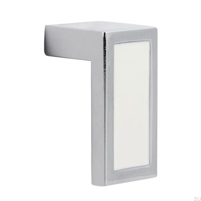 Möbelknopf 2013 Poliertes Chrom mit Weiß