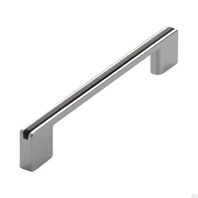 Langer Möbelgriff 2170 128/160 Chrom Poliert mit Schwarz