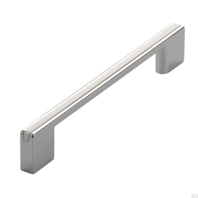 Langer Möbelgriff 2170 128/160 Chrom Poliert mit Weiß