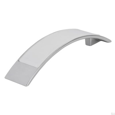 Langer Möbelgriff 2184 96 Chrom Poliert mit Weiß