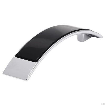 Langer Möbelgriff 2184 96 Chrom Poliert mit Schwarz