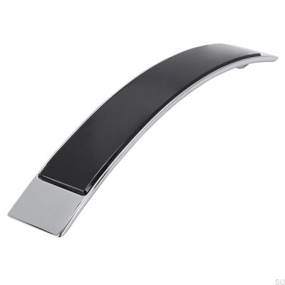 Langer Möbelgriff 2184 160 Chrom Poliert mit Schwarz