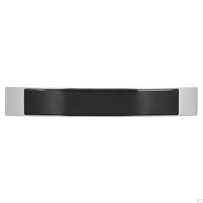 Langer Möbelgriff 2184 160 Chrom Poliert mit Schwarz