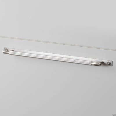Länglicher Möbelgriff mit Polsterung, Linear Plate 325 Stahl, Silber