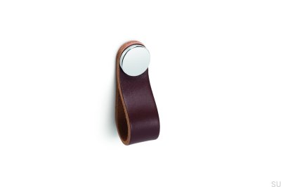 Möbelgriff Flexa 70 Leder Braun mit Silber