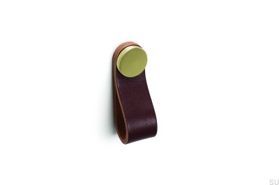 Möbelgriff Flexa 70 Leder Braun mit Gold