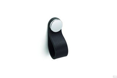 Möbelgriff Flexa 70, schwarzes Leder mit Silber