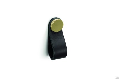 Möbelgriff Flexa 70 Leder Schwarz mit Gold