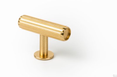 T-Bar Rille Möbelknopf aus gebürstetem Gold