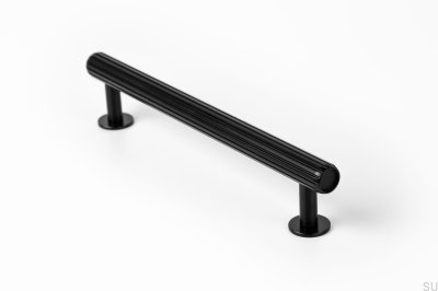 Länglicher Möbelgriff Rille 160 Black Brushed