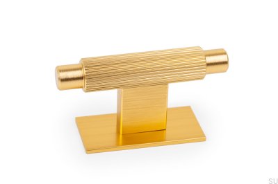 Möbelknopf mit T-Bar Arpa-Platte, Aluminium, Gold, gebürstet