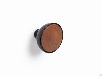 Bol Schwarzer Wandhalter mit Sapeli-Öko-Holz