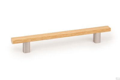 Langer Möbelgriff Ara W 160 Eiche mit Aluminium