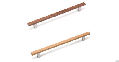 Langer Möbelgriff Ara W 160 Eiche mit Aluminium