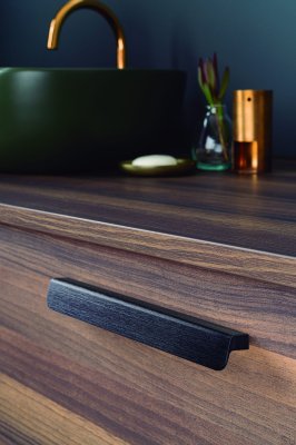 Länglicher Möbelgriff Flapp 128/160 Aluminium Schwarz gebürstet